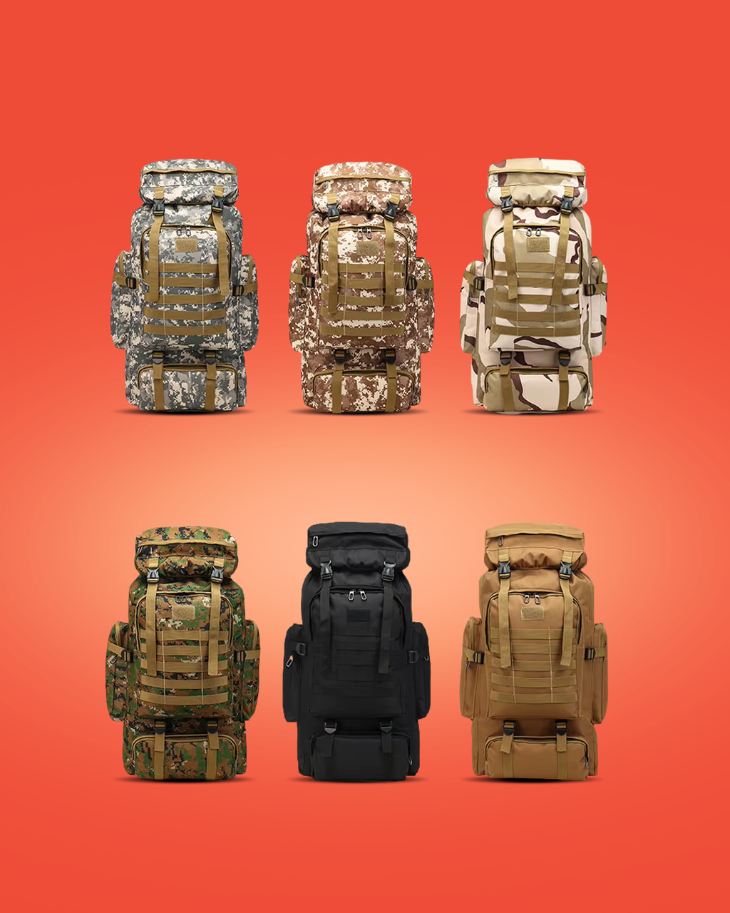 80L Waterproof Camouflage Travel Backpack